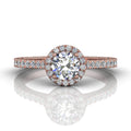 Vintage Round Cut Halo Diamond Engagement Ring With Four Claw Setting Centre Stone - 18K Rose Gold - DG & Co. Jewellery