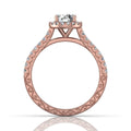 Vintage Round Cut Halo Diamond Engagement Ring With Four Claw Setting Centre Stone - 18K Rose Gold - DG & Co. Jewellery