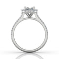 Radiant Cut Diamond Halo Engagement Ring with Pave Side Stones Setting - 18K White - DG & Co. Jewellery