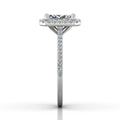 Radiant Cut Diamond Halo Engagement Ring with Pave Side Stones Setting - 18K White - DG & Co. Jewellery