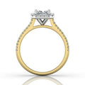 Radiant Cut Diamond Halo Engagement Ring with Pave Side Stones Setting - 18K Yellow - DG & Co. Jewellery