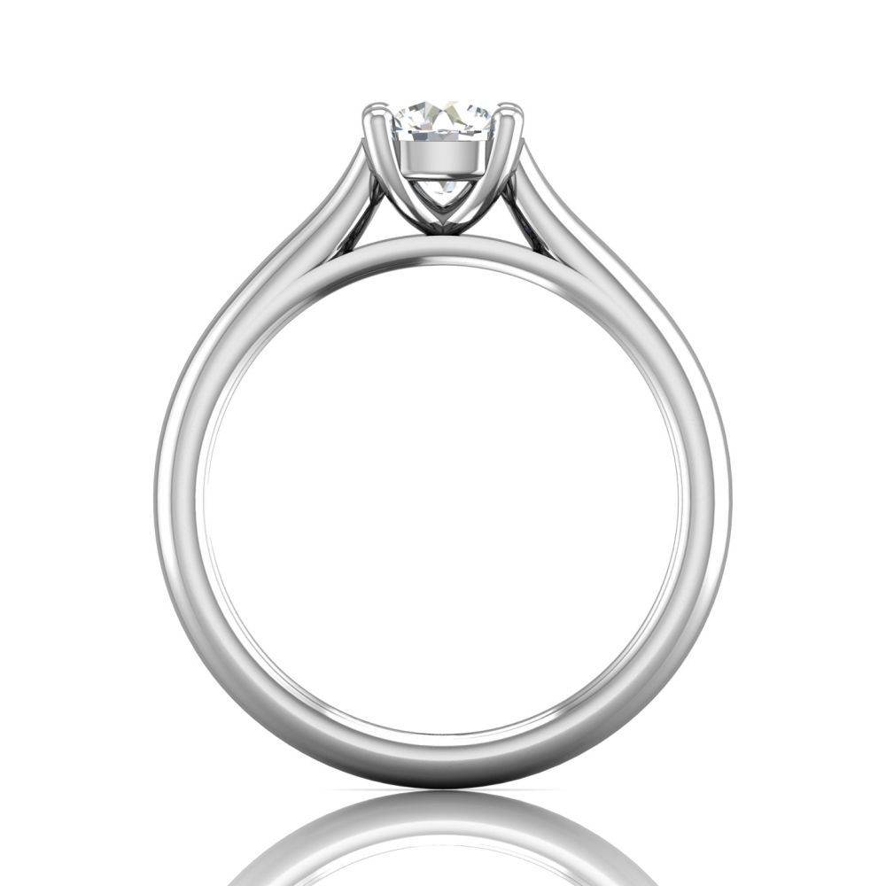 Round Cut 4 Prong Diamond Solitaire Engagement Ring with a Tapered Band in 18k White Gold - DG & Co. Jewellery
