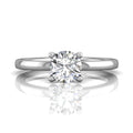 Round Cut 4 Prong Diamond Solitaire Engagement Ring in 18k White Gold Half Round Profile - DG & Co. Jewellery