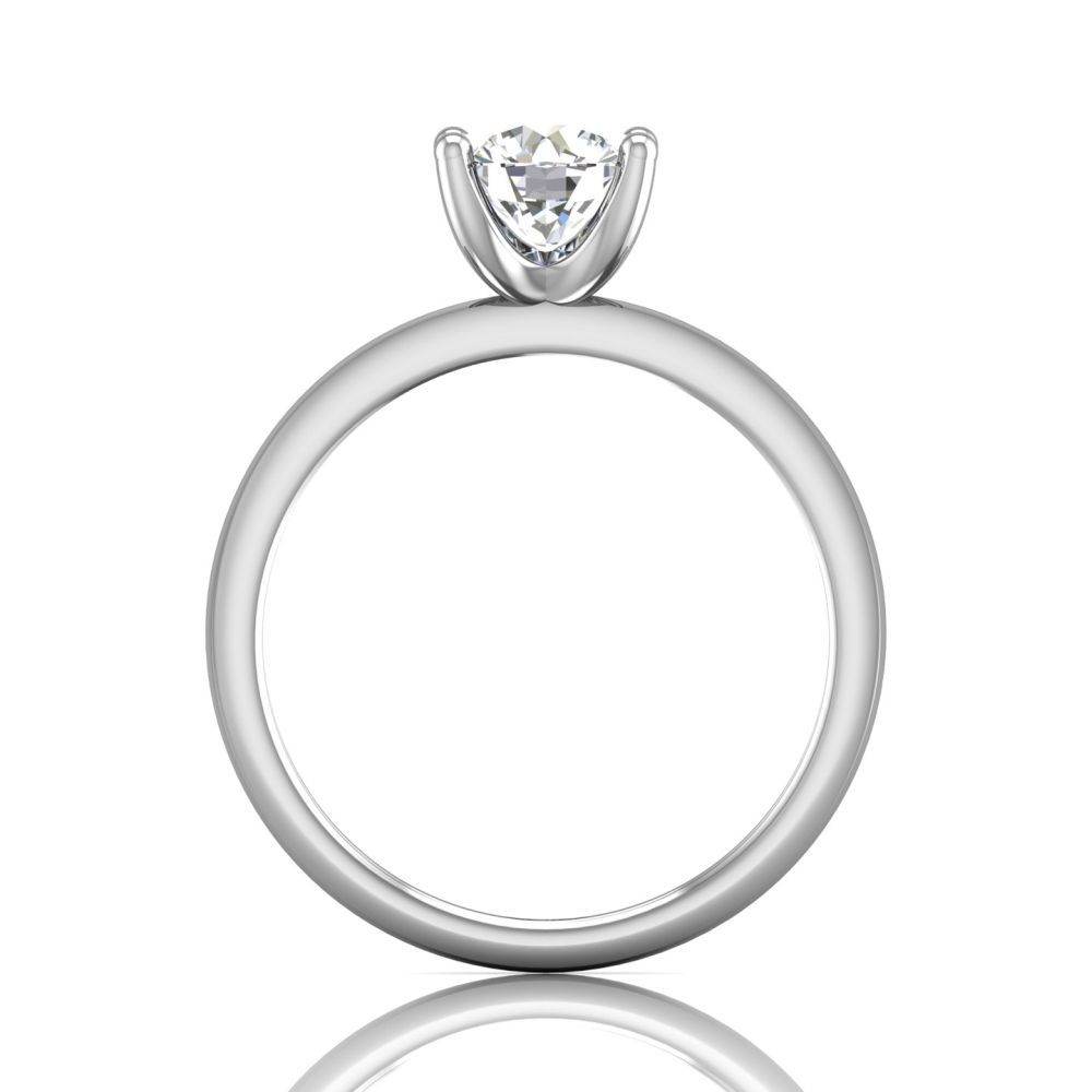 Round Cut 4 Prong Diamond Solitaire Engagement Ring in 18k White Gold Half Round Profile - DG & Co. Jewellery