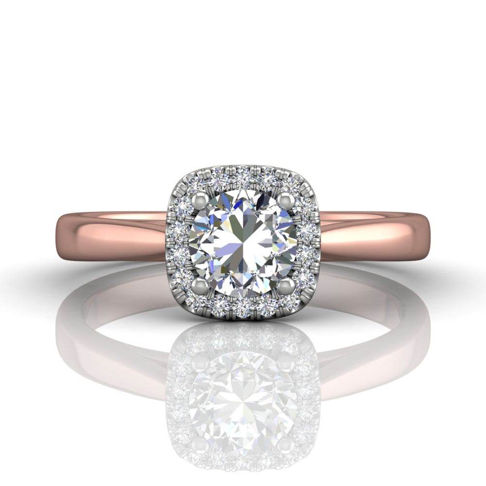 Cushion Cut Halo Engagement Ring - 18K Rose - DG & Co. Jewellery