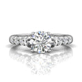 Hidden Halo Round Cut Four Claw Set Diamond Engagement Ring In 18K White Gold - DG & Co. Jewellery