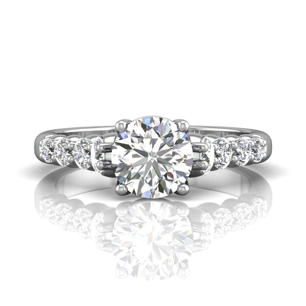 Hidden Halo Round Cut Four Claw Set Diamond Engagement Ring In 18K White Gold - DG & Co. Jewellery