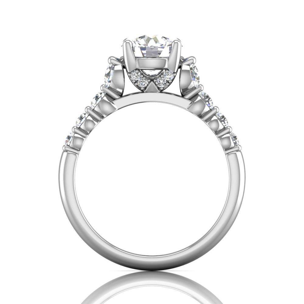 Hidden Halo Round Cut Four Claw Set Diamond Engagement Ring In 18K White Gold - DG & Co. Jewellery