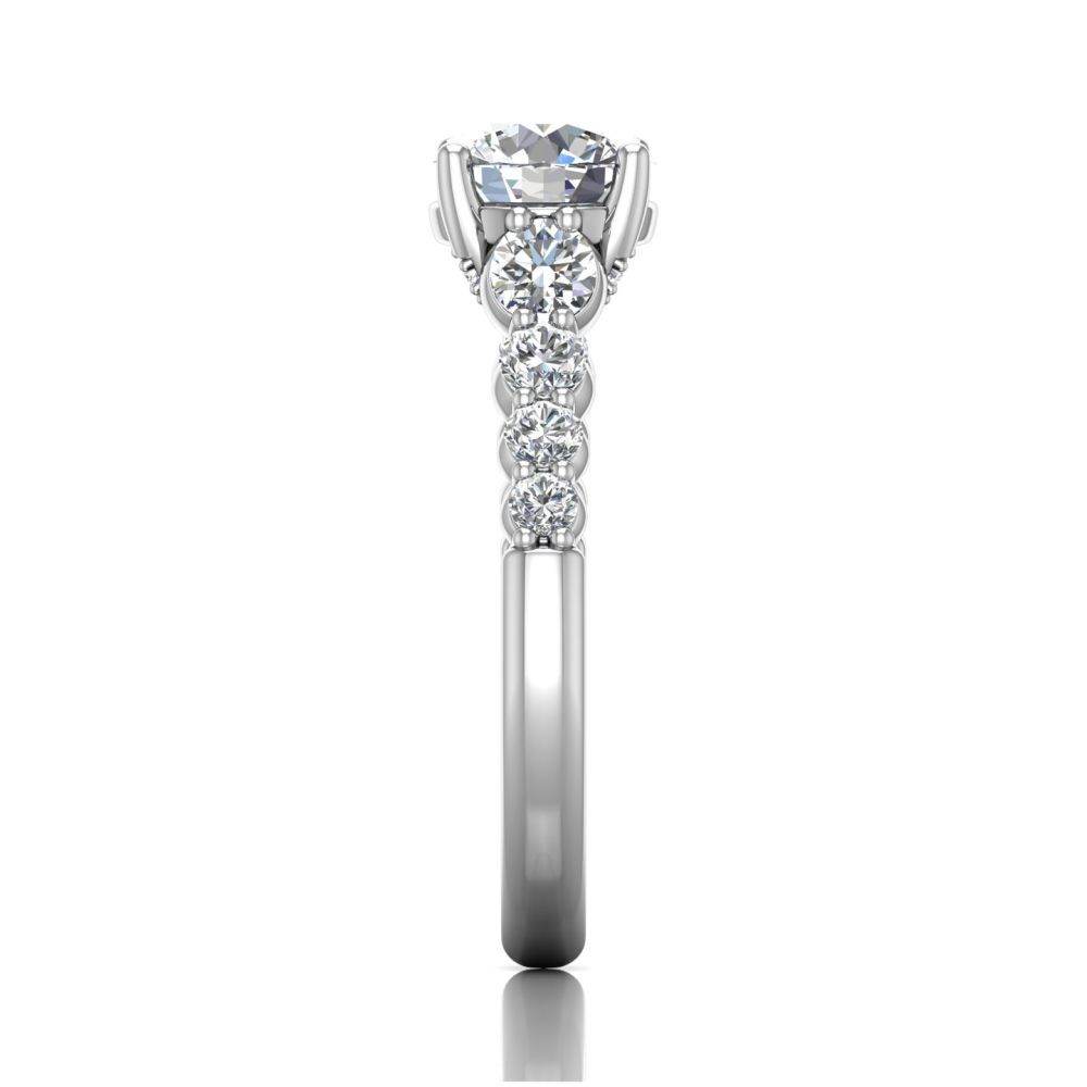 Hidden Halo Round Cut Four Claw Set Diamond Engagement Ring In 18K White Gold - DG & Co. Jewellery