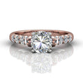 Hidden Halo Round Cut four Claw Set Diamond Engagement Ring In 18K White and Rose Gold - DG & Co. Jewellery