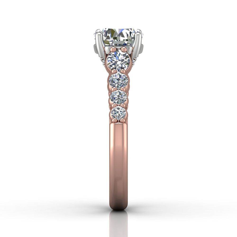 Hidden Halo Round Cut four Claw Set Diamond Engagement Ring In 18K White and Rose Gold - DG & Co. Jewellery
