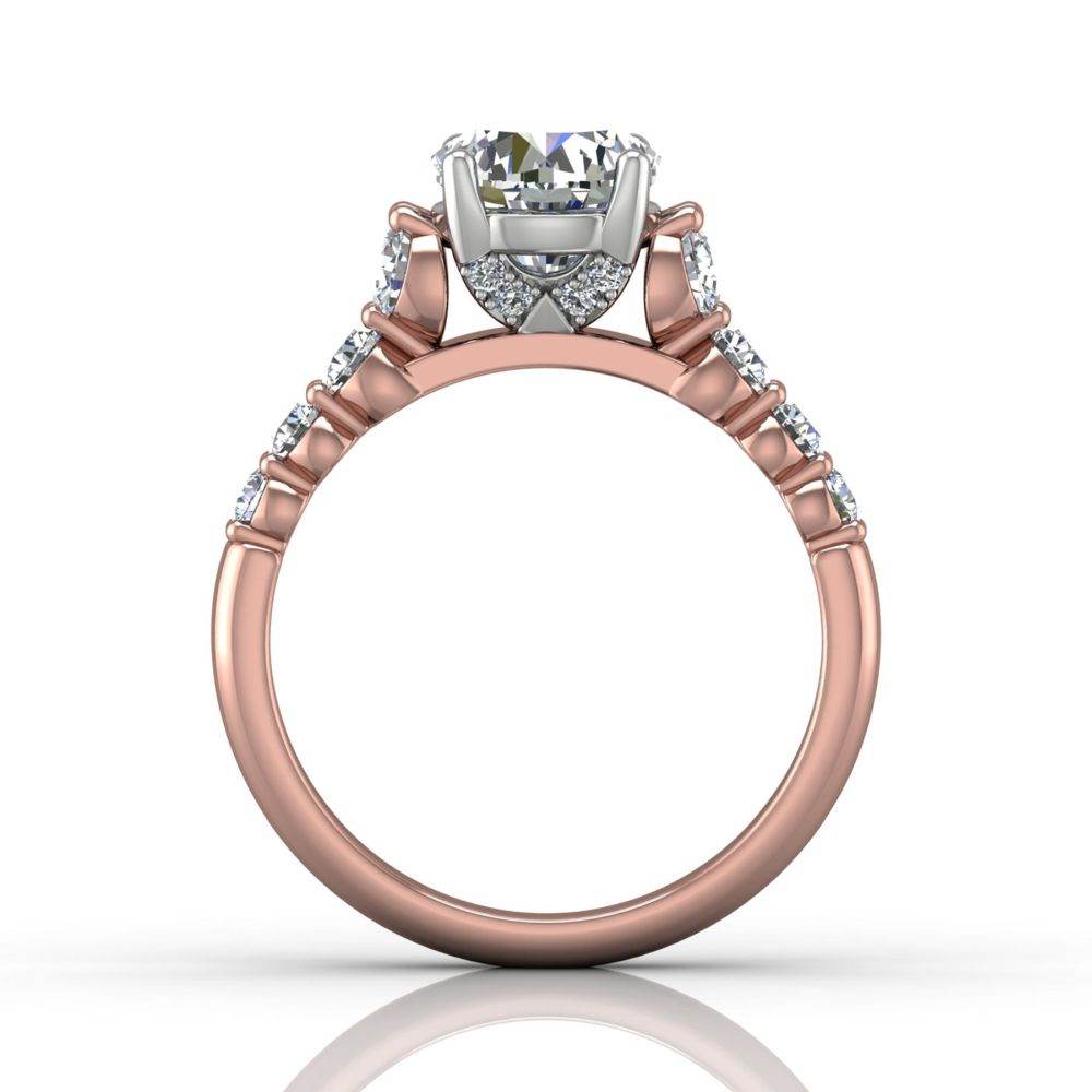 Hidden Halo Round Cut four Claw Set Diamond Engagement Ring In 18K White and Rose Gold - DG & Co. Jewellery
