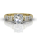Hidden Halo Round Cut four Claw Set Diamond Engagement Ring in 18K White and Yellow Gold - DG & Co. Jewellery