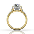 Hidden Halo Round Cut four Claw Set Diamond Engagement Ring in 18K White and Yellow Gold - DG & Co. Jewellery