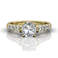 Hidden Halo Round Cut four Claw Set Diamond Engagement Ring In 18K Yellow Gold - DG & Co. Jewellery
