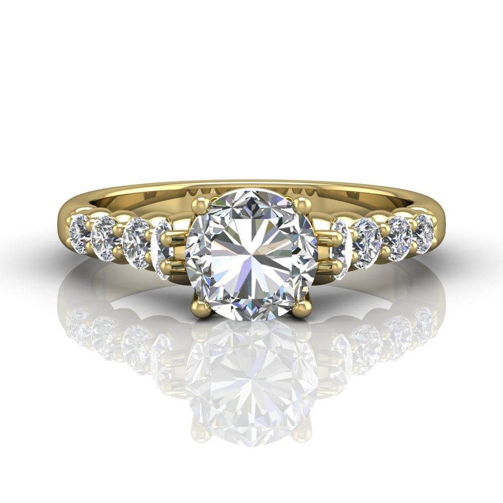 Hidden Halo Round Cut four Claw Set Diamond Engagement Ring In 18K Yellow Gold - DG & Co. Jewellery