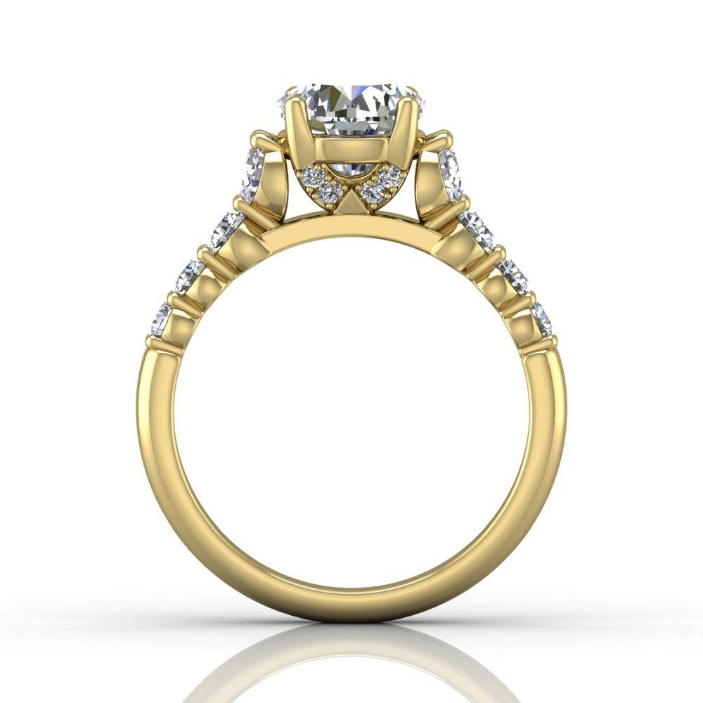 Hidden Halo Round Cut four Claw Set Diamond Engagement Ring In 18K Yellow Gold - DG & Co. Jewellery
