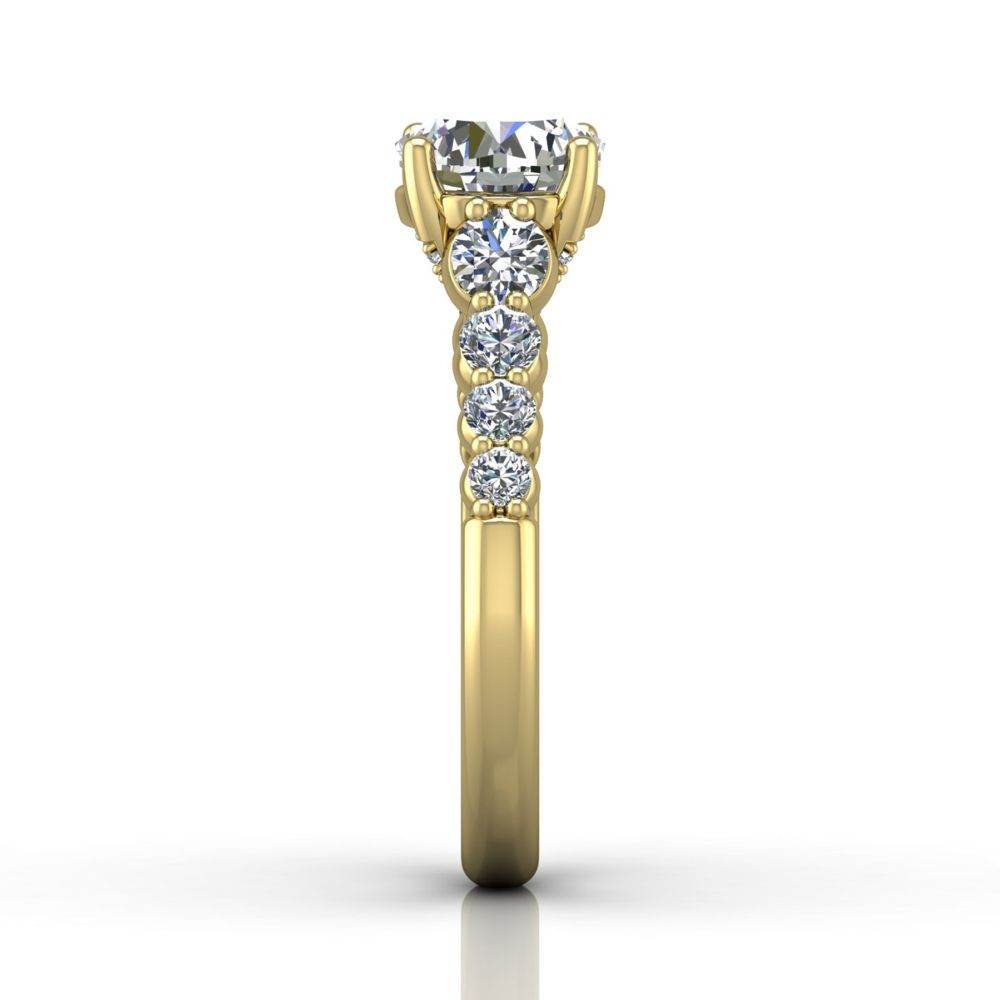 Hidden Halo Round Cut four Claw Set Diamond Engagement Ring In 18K Yellow Gold - DG & Co. Jewellery