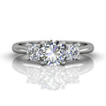 Round Cut Prong Set Three Stone Engagement Ring with a Plain Band in 18k White Gold - DG & Co. Jewellery