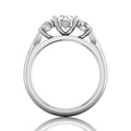Round Cut Prong Set Three Stone Engagement Ring with a Plain Band in 18k White Gold - DG & Co. Jewellery