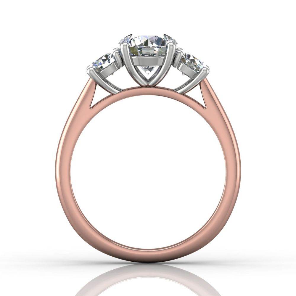 Round Cut Prong Set Diamond Two Tone Trilogy Engagement Ring in 18k White and Rose Gold - DG & Co. Jewellery