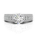 Round Cut Claw Set Diamond Ring With Three Row Side Stone - Platinum - DG & Co. Jewellery