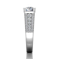 Round Cut Claw Set Diamond Ring With Three Row Side Stone - Platinum - DG & Co. Jewellery