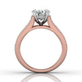 Round Cut Claw Set Diamond Ring With Three Row Side Stone - 18K Rose - DG & Co. Jewellery