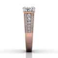 Round Cut Claw Set Diamond Ring With Three Row Side Stone - 18K Rose - DG & Co. Jewellery
