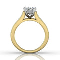 Round Cut Claw Set Diamond Ring With Three Row Side Stone - 18K Yellow - DG & Co. Jewellery