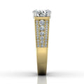 Round Cut Claw Set Diamond Ring With Three Row Side Stone - 18K Yellow - DG & Co. Jewellery