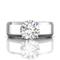 Wide Band Round Cut Diamond Engagement Solitaire Ring -18K White - DG & Co. Jewellery