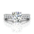 Round Cut 4 Prong Set Diamond Engagement Ring with Pave Set Side Stones - 18K White - DG & Co. Jewellery