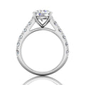 Round Cut 4 Prong Set Diamond Engagement Ring with Pave Set Side Stones - 18K White - DG & Co. Jewellery