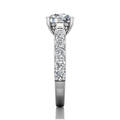 Round Cut 4 Prong Set Diamond Engagement Ring with Pave Set Side Stones - 18K White - DG & Co. Jewellery