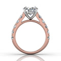 Round Cut 4 Prong Set Diamond Engagement Ring with Pave Set Side Stones - 18K Rose - DG & Co. Jewellery