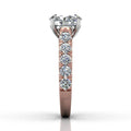 Round Cut 4 Prong Set Diamond Engagement Ring with Pave Set Side Stones - 18K Rose - DG & Co. Jewellery