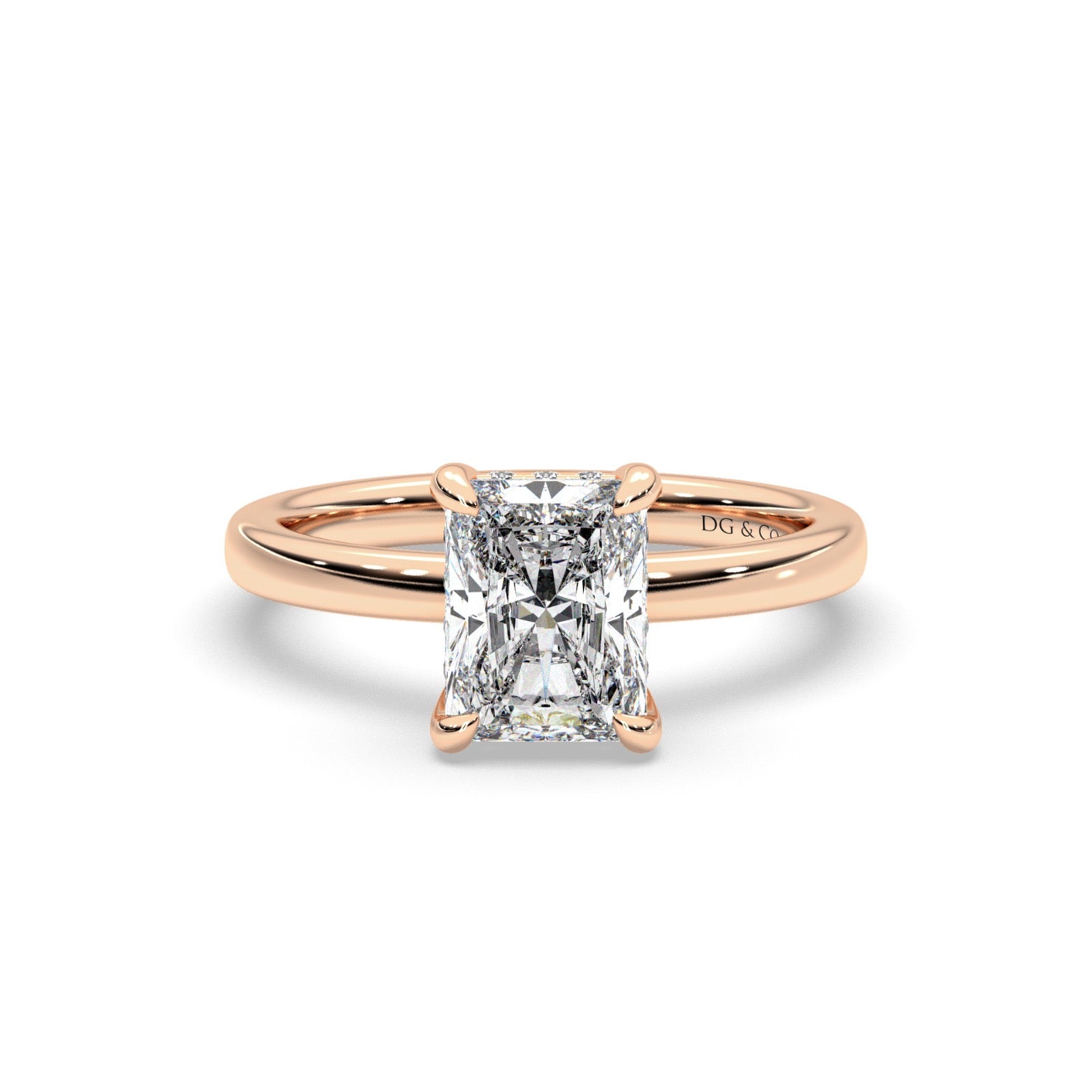 Abbey Raidant Cut Solitaire Hidden Halo Low Setting Engagement Ring ...