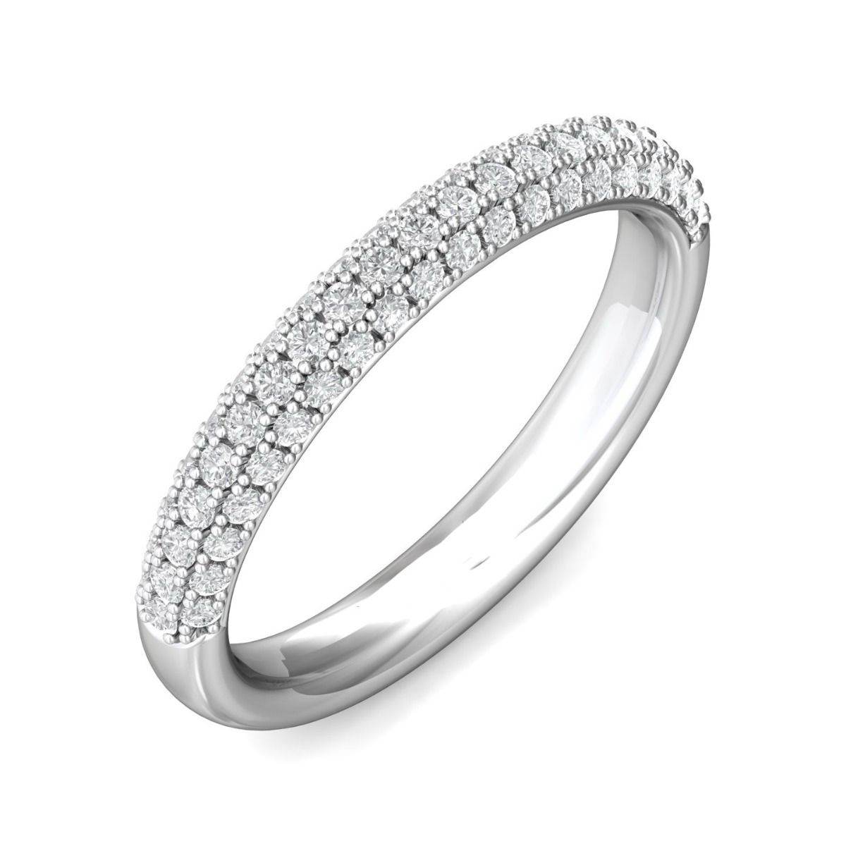 Triple Micro-Pave Diamond Wedding Ring In 18K White Gold - DG & Co. Jewellery