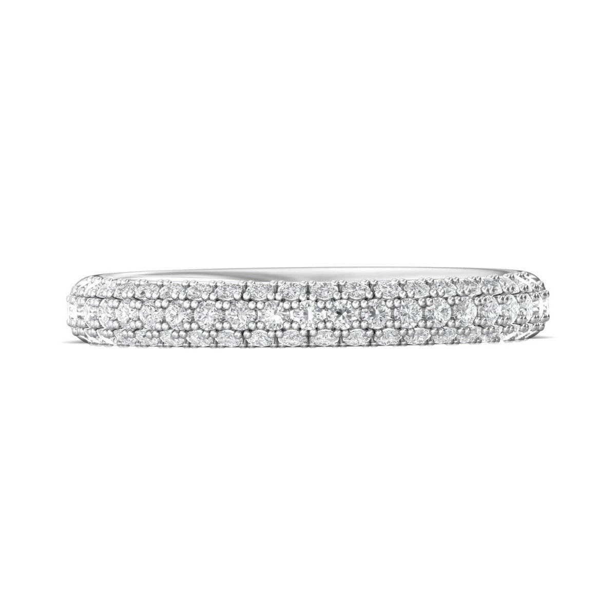 Triple Micro-Pave Diamond Wedding Ring In 18K White Gold - DG & Co. Jewellery