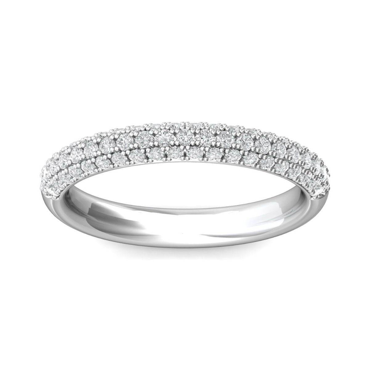 Triple Micro-Pave Diamond Wedding Ring In 18K White Gold - DG & Co. Jewellery