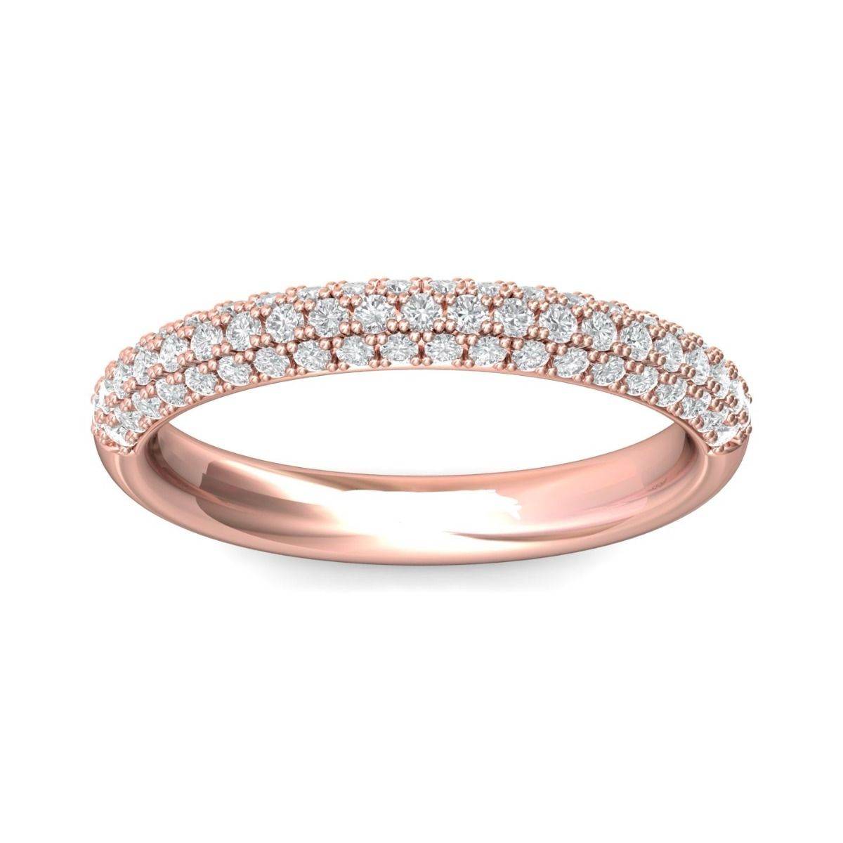 Women Wedding Ring 3 Row Pave Diamond Setting In 18K Rose Gold - DG & Co. Jewellery