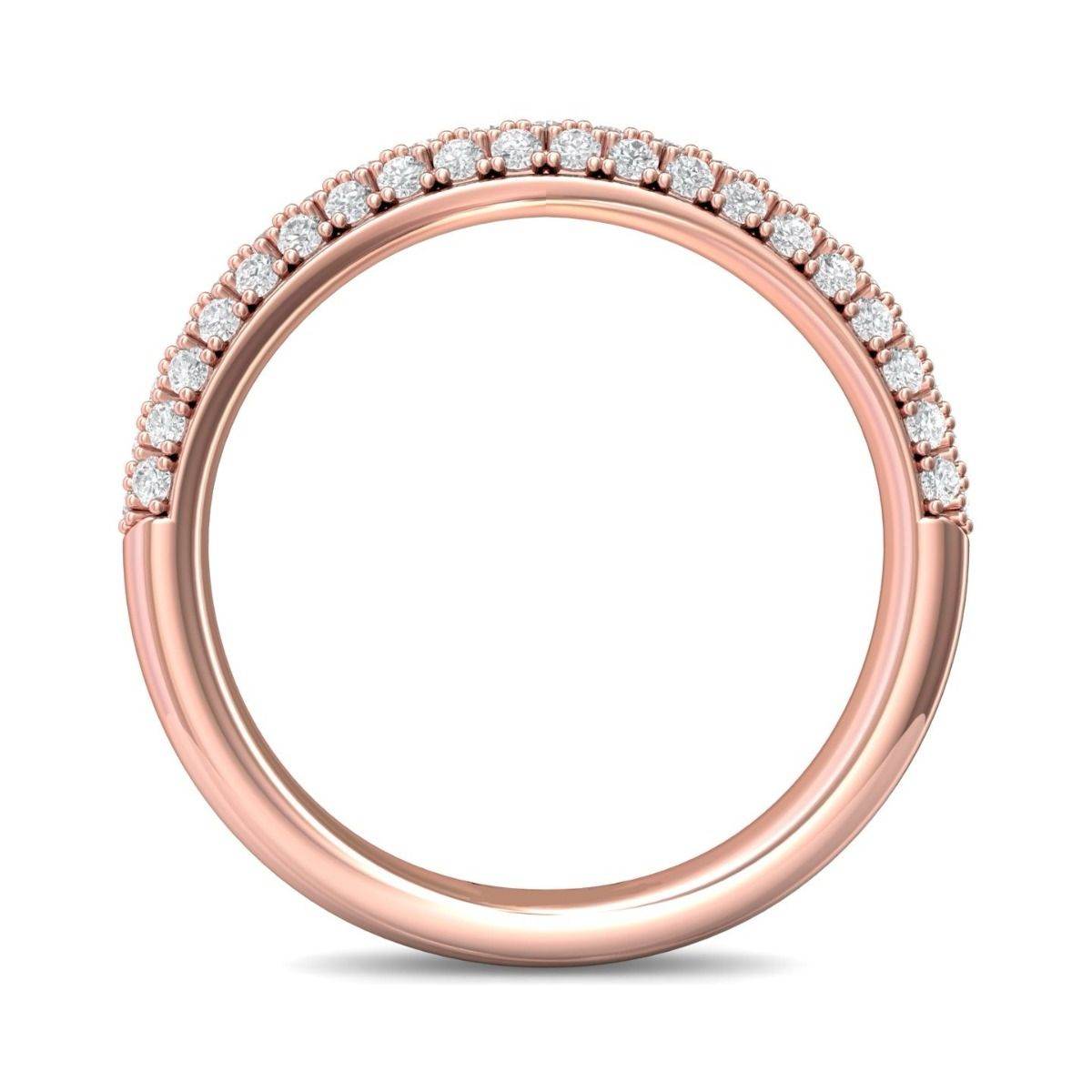 Women Wedding Ring 3 Row Pave Diamond Setting In 18K Rose Gold - DG & Co. Jewellery