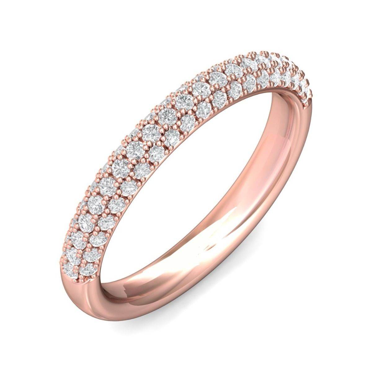 Women Wedding Ring 3 Row Pave Diamond Setting In 18K Rose Gold - DG & Co. Jewellery