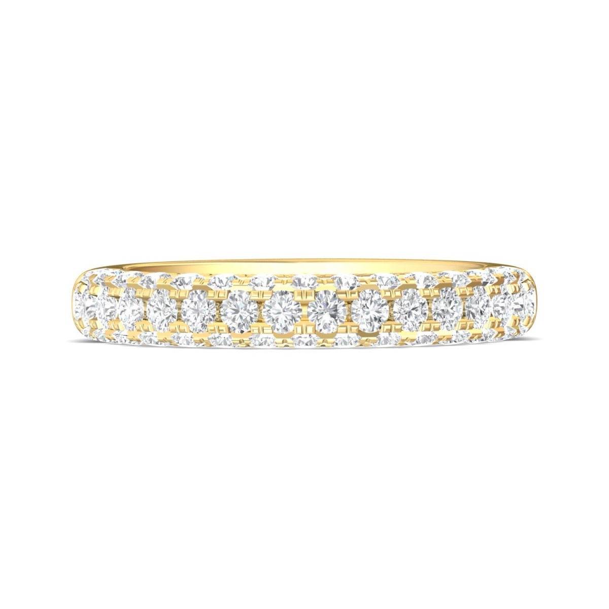 1.50Ct Trio Diamond Round Brilliant Cut Wedding Ring Pave Setting In 18K Yellow Gold - DG & Co. Jewellery