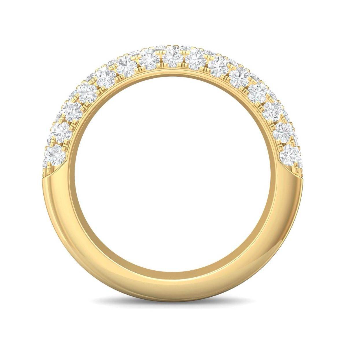 1.50Ct Trio Diamond Round Brilliant Cut Wedding Ring Pave Setting In 18K Yellow Gold - DG & Co. Jewellery