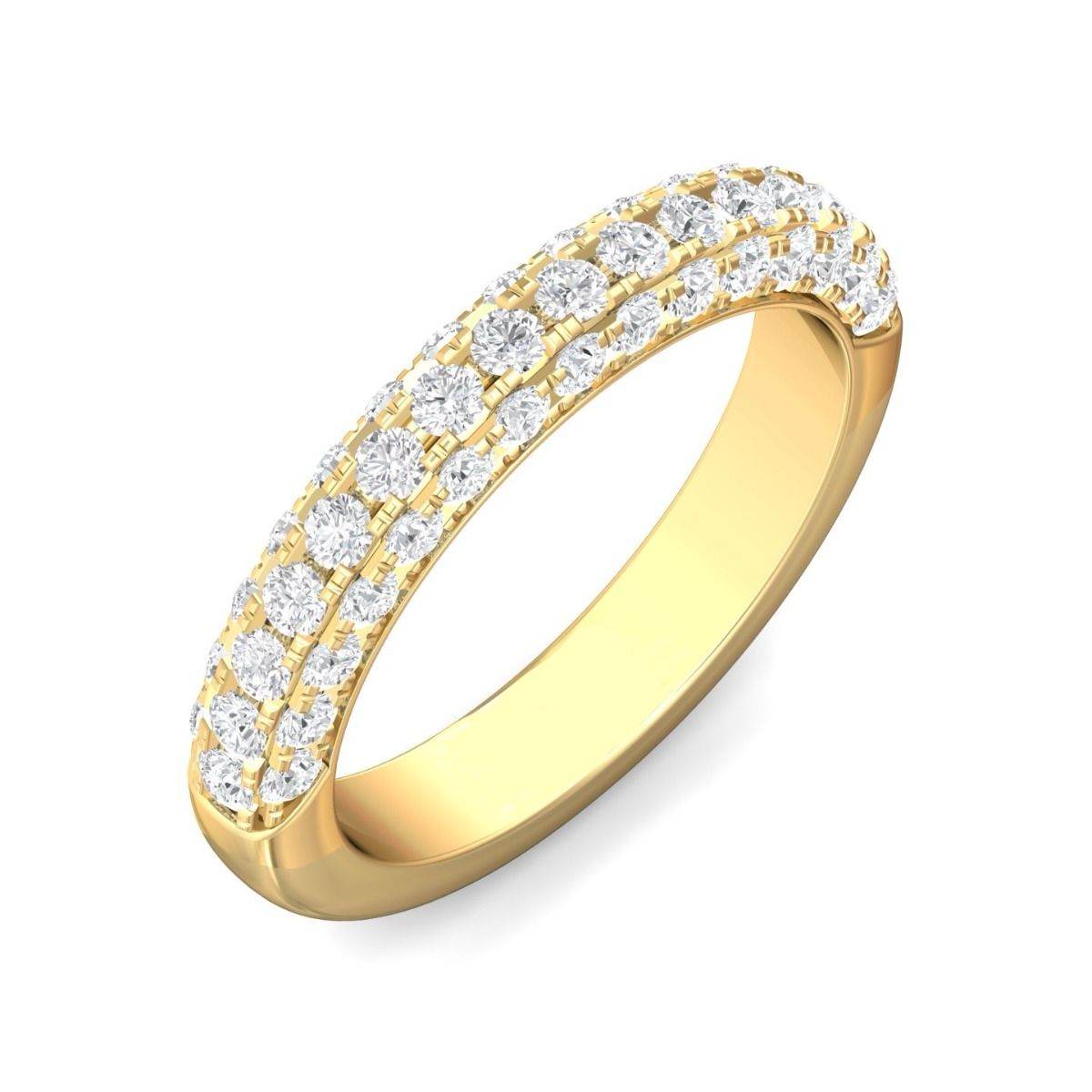 1.50Ct Trio Diamond Round Brilliant Cut Wedding Ring Pave Setting In 18K Yellow Gold - DG & Co. Jewellery