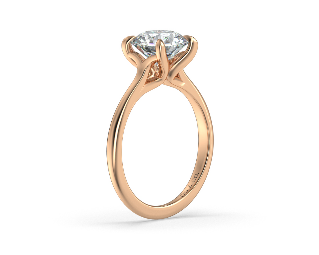 Silvia Solitaire Classic Style Round Cut Diamond Ring - 18K Rose