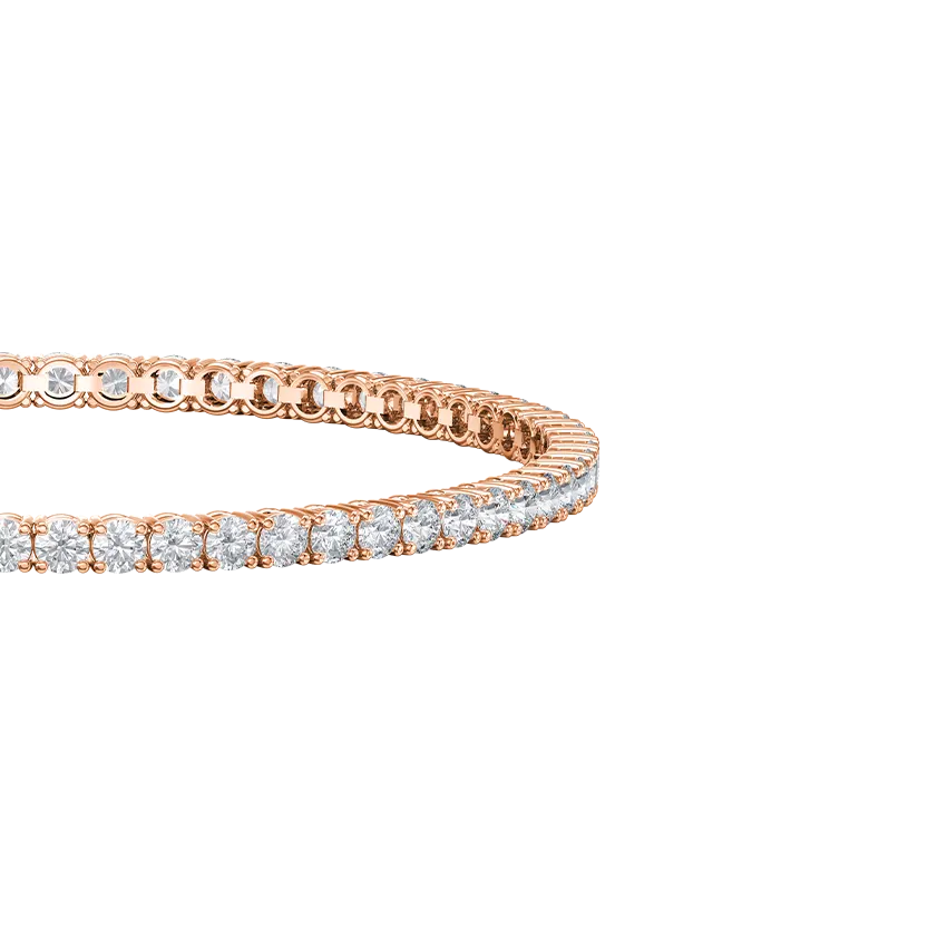 Diamond Tennis Bracelet Lab Grown Double Safety Clasp In 18K Rose Gold