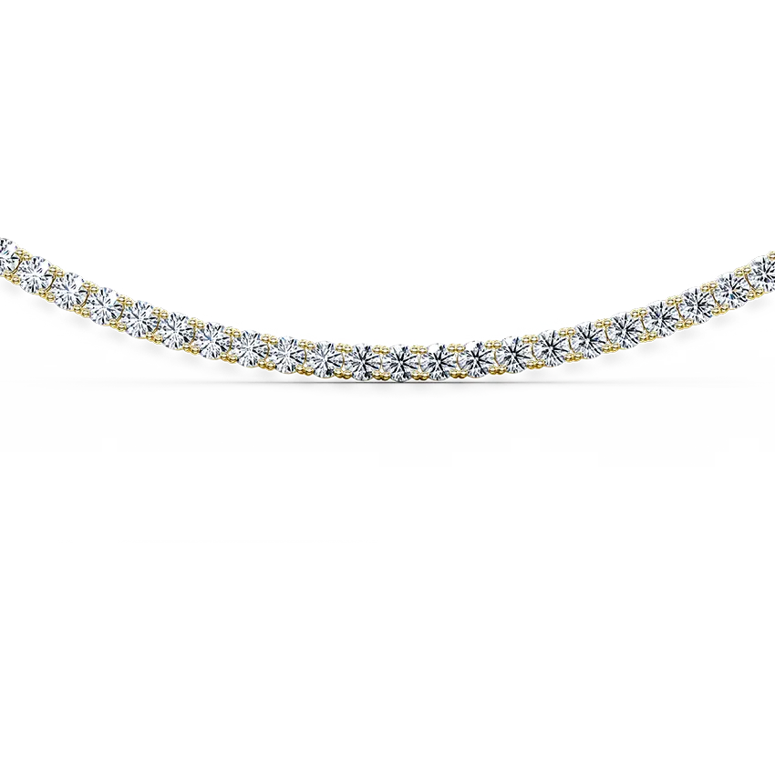 Noha 5CT Lab Grown Diamond Tennis Necklace Classic Four Claw Setting - 18K Yellow